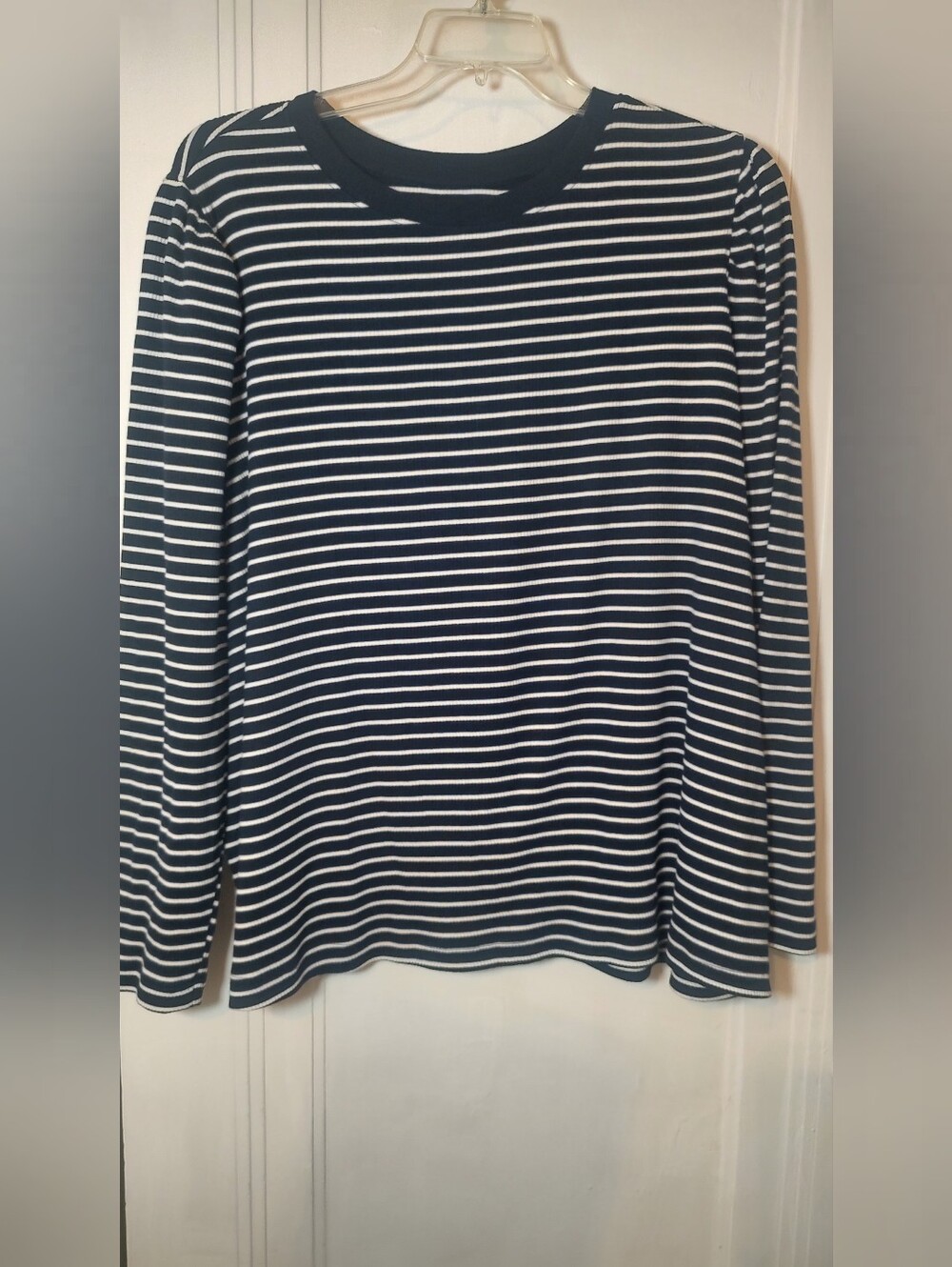 Terra and Sky Women's Size 4X (28W-30W) Long Sleeve Puff Crewneck Top Dark Navy